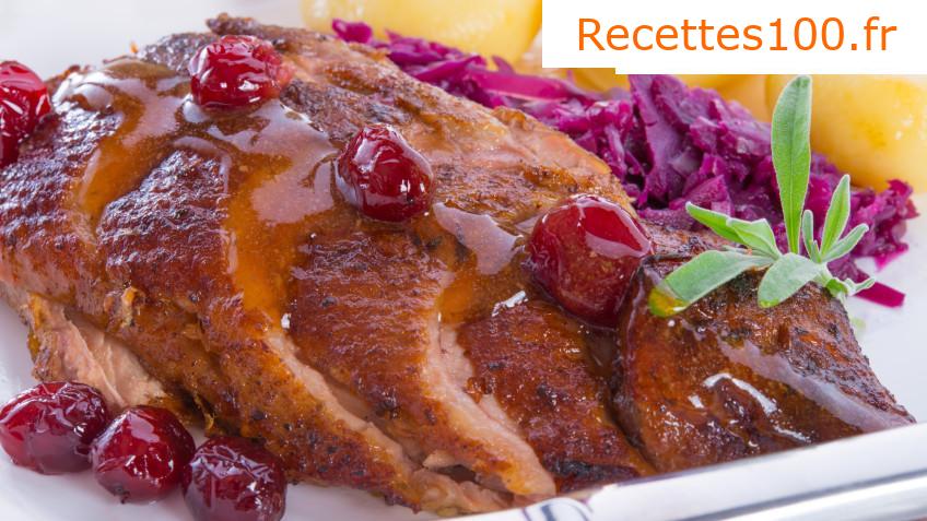 Canard rôti dans le chou