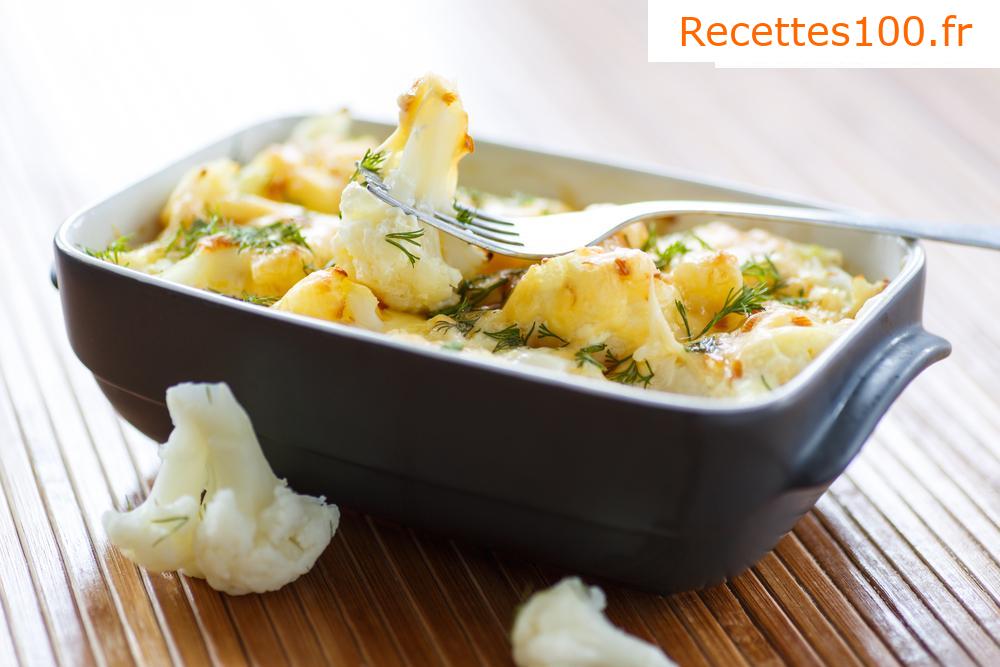 Chou-fleur gratiné au jambon