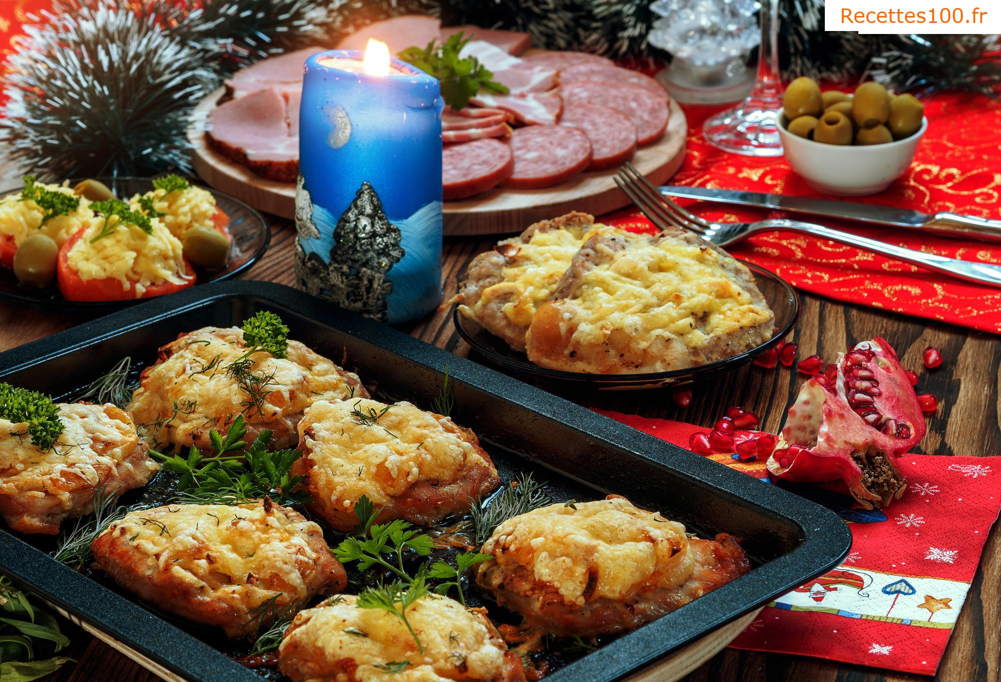Côtelettes à l'ail et à la moutarde gratinées au fromage fumé