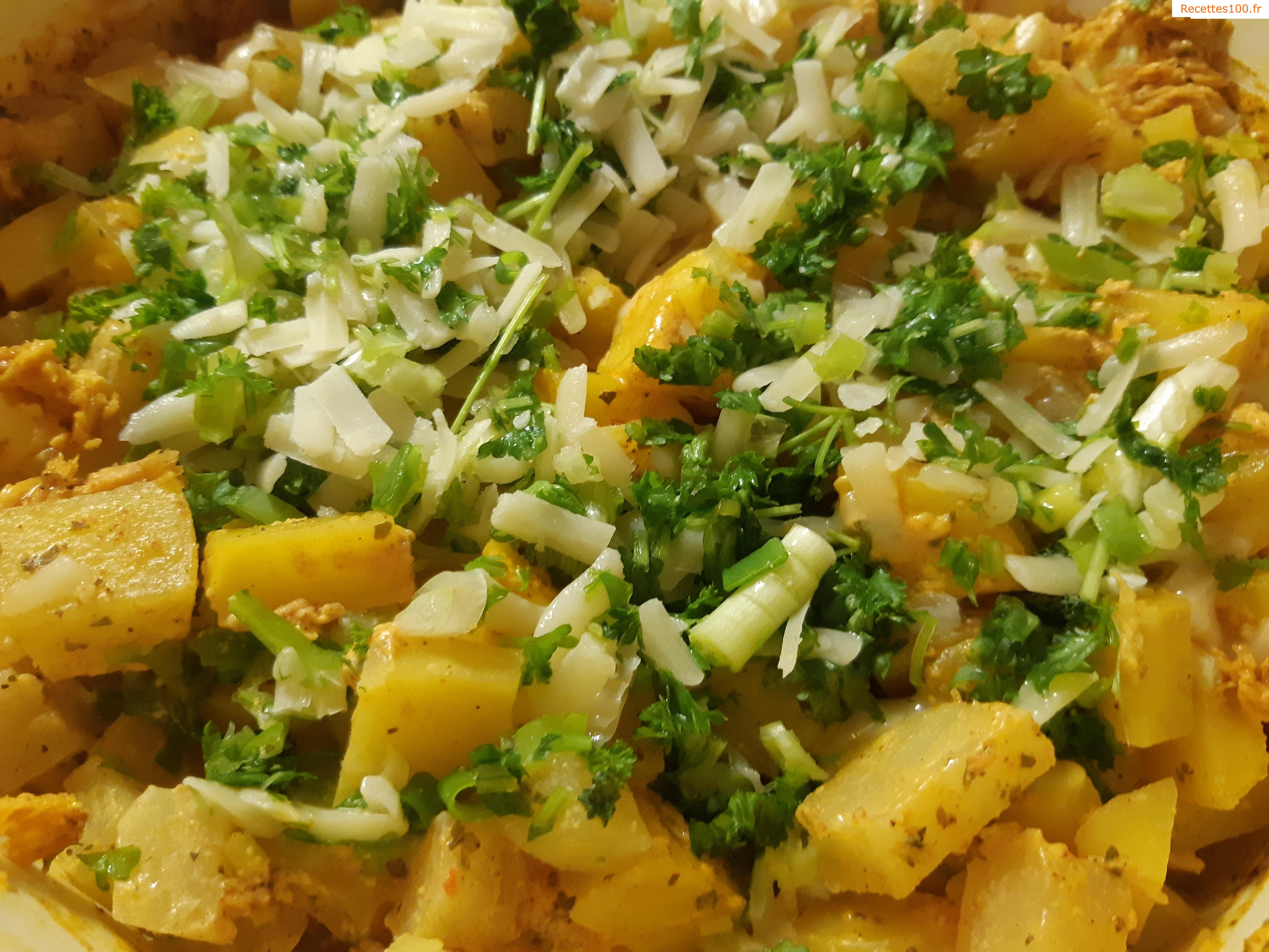 Courgettes gratinées avec des navets et des oignons