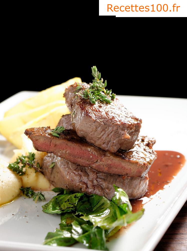 Filet de gibier (dos) avec sauce aux champignons