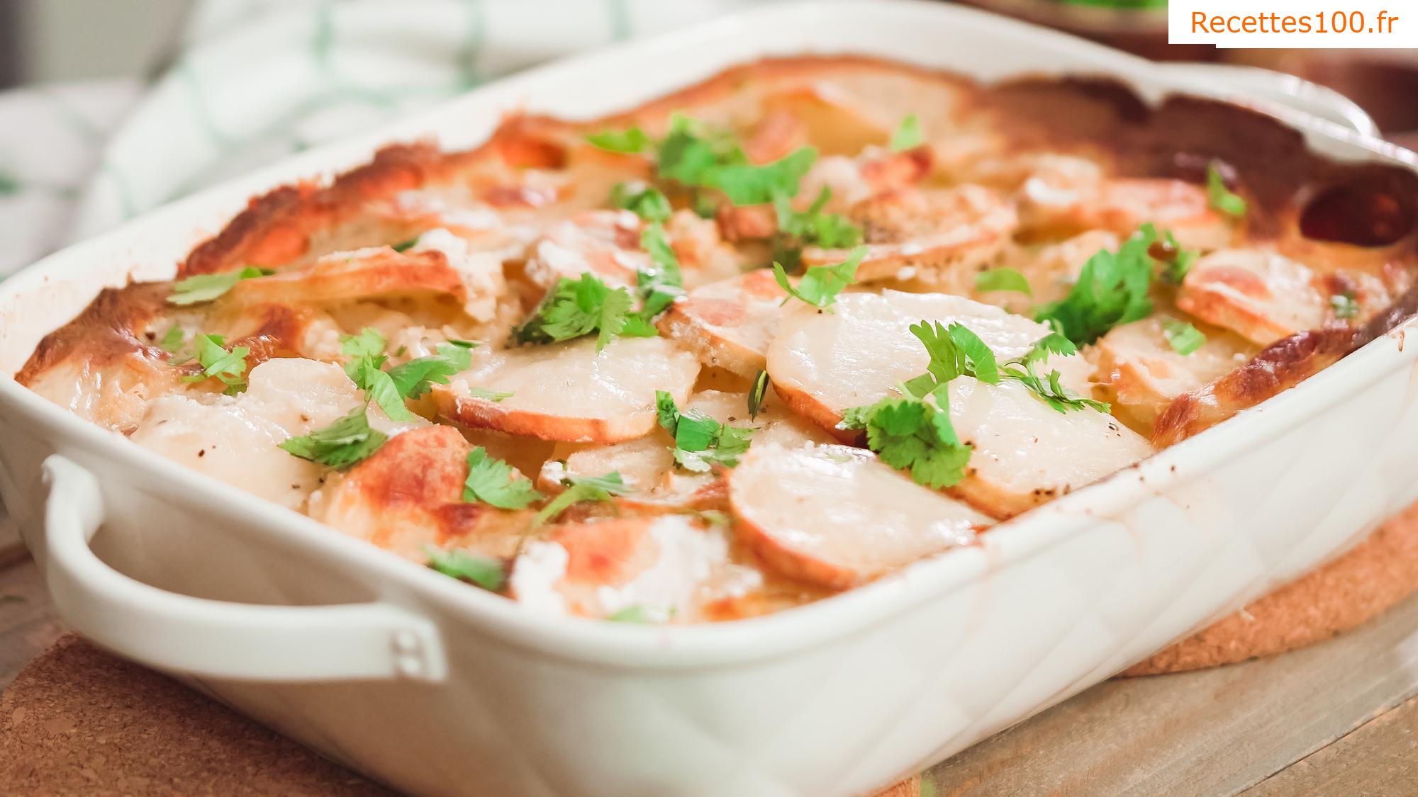Pâté de campagnard gratiné dans des pommes de terre et du fromage