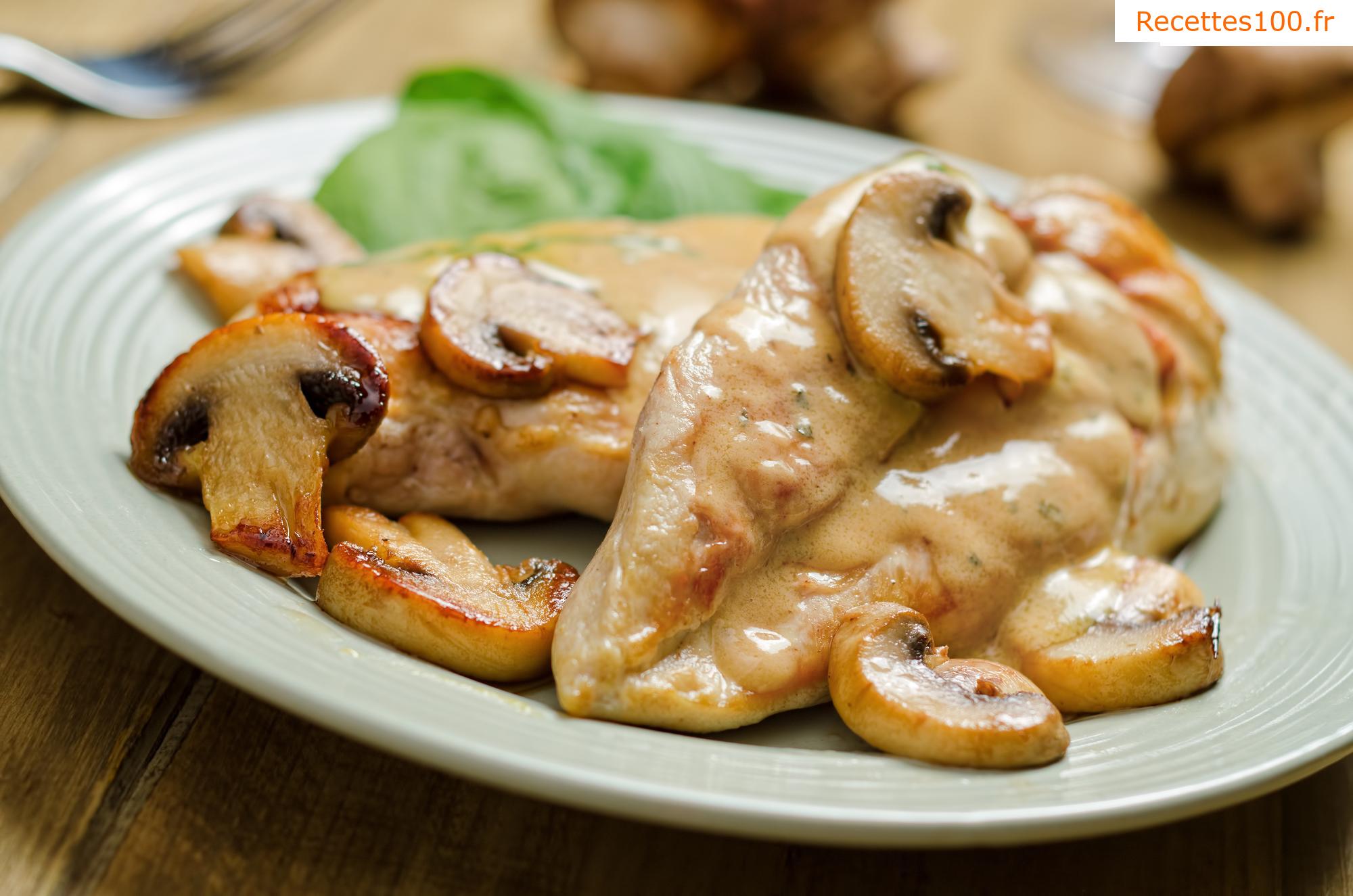 Poulet à la bière avec des champignons