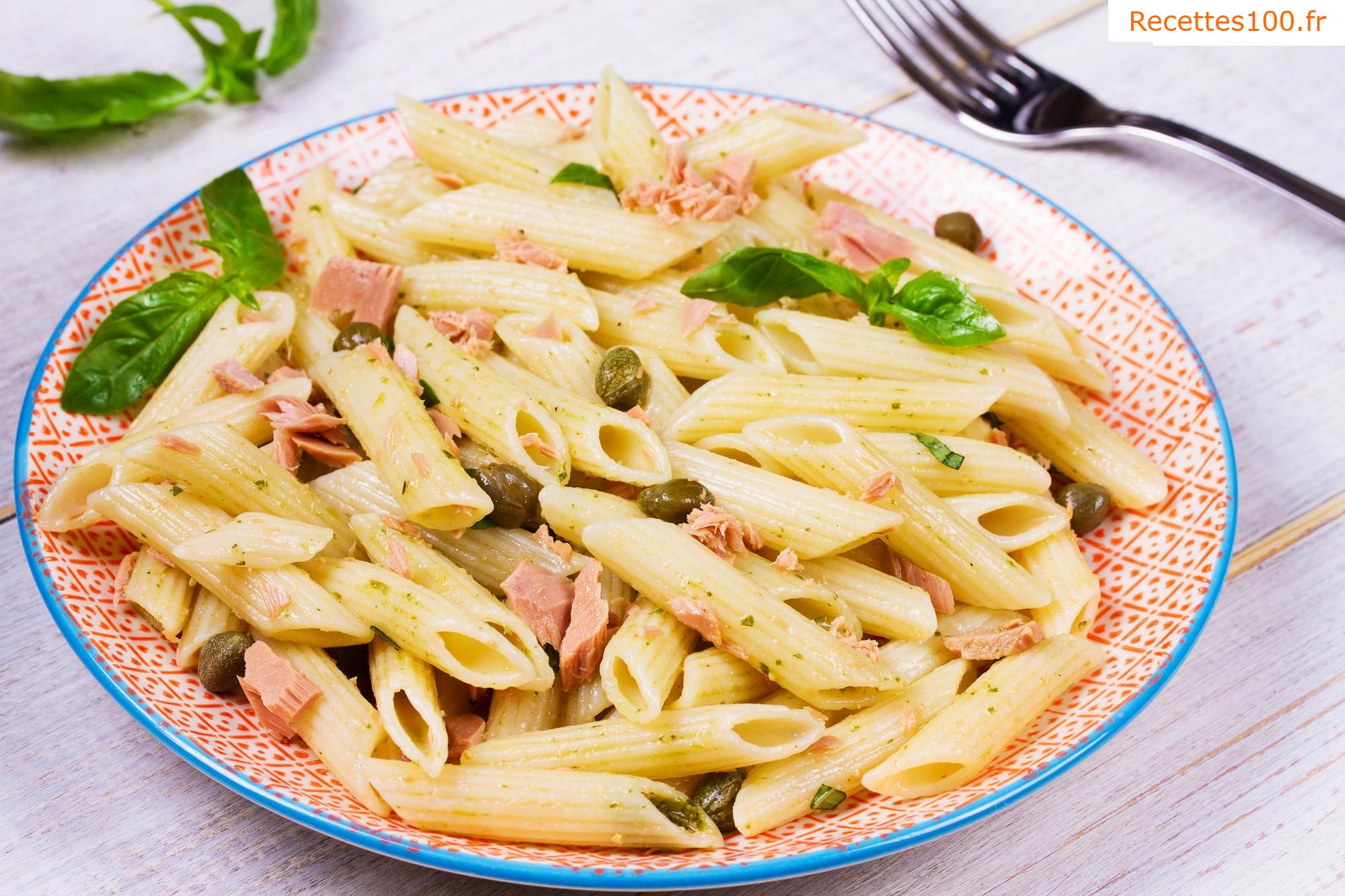 Rigatoni au thon, courgette et basilic