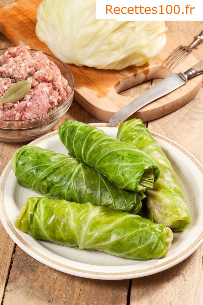 Roulés de chou farcis à la viande hachée
