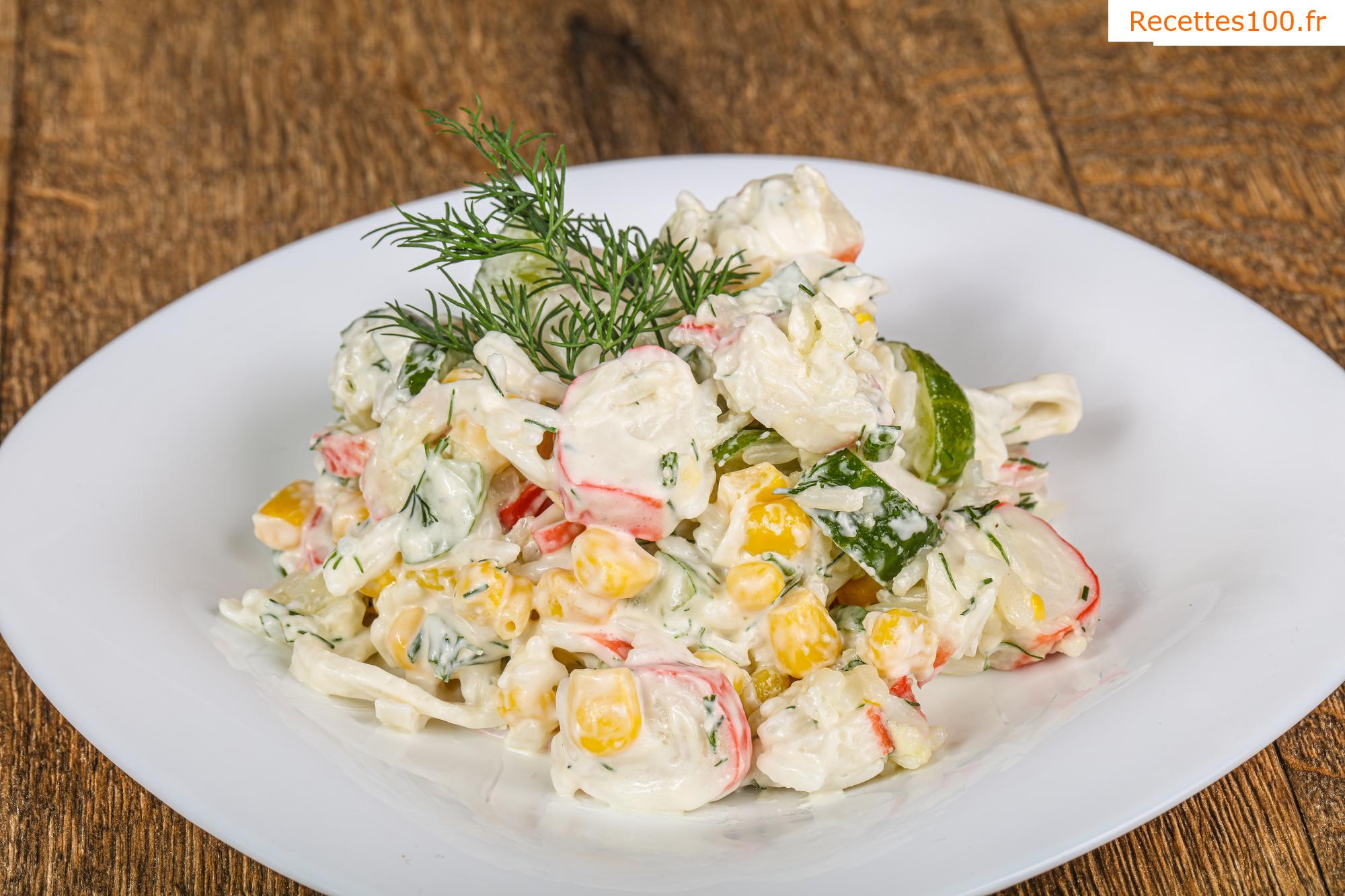 Salade de bâtonnets de crabe et de concombre