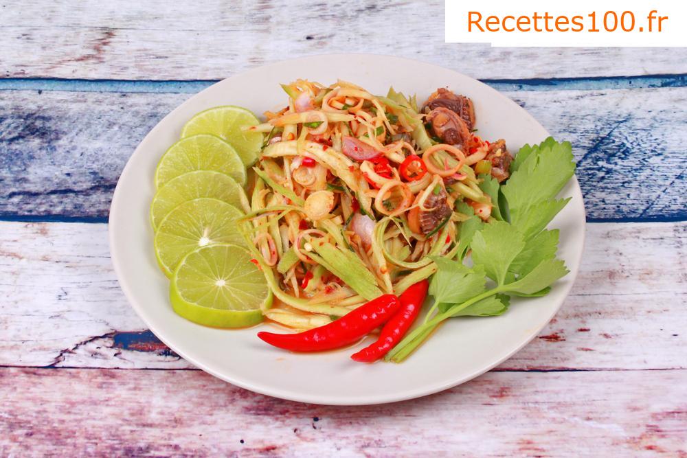 Salade de feuilles avec mangue