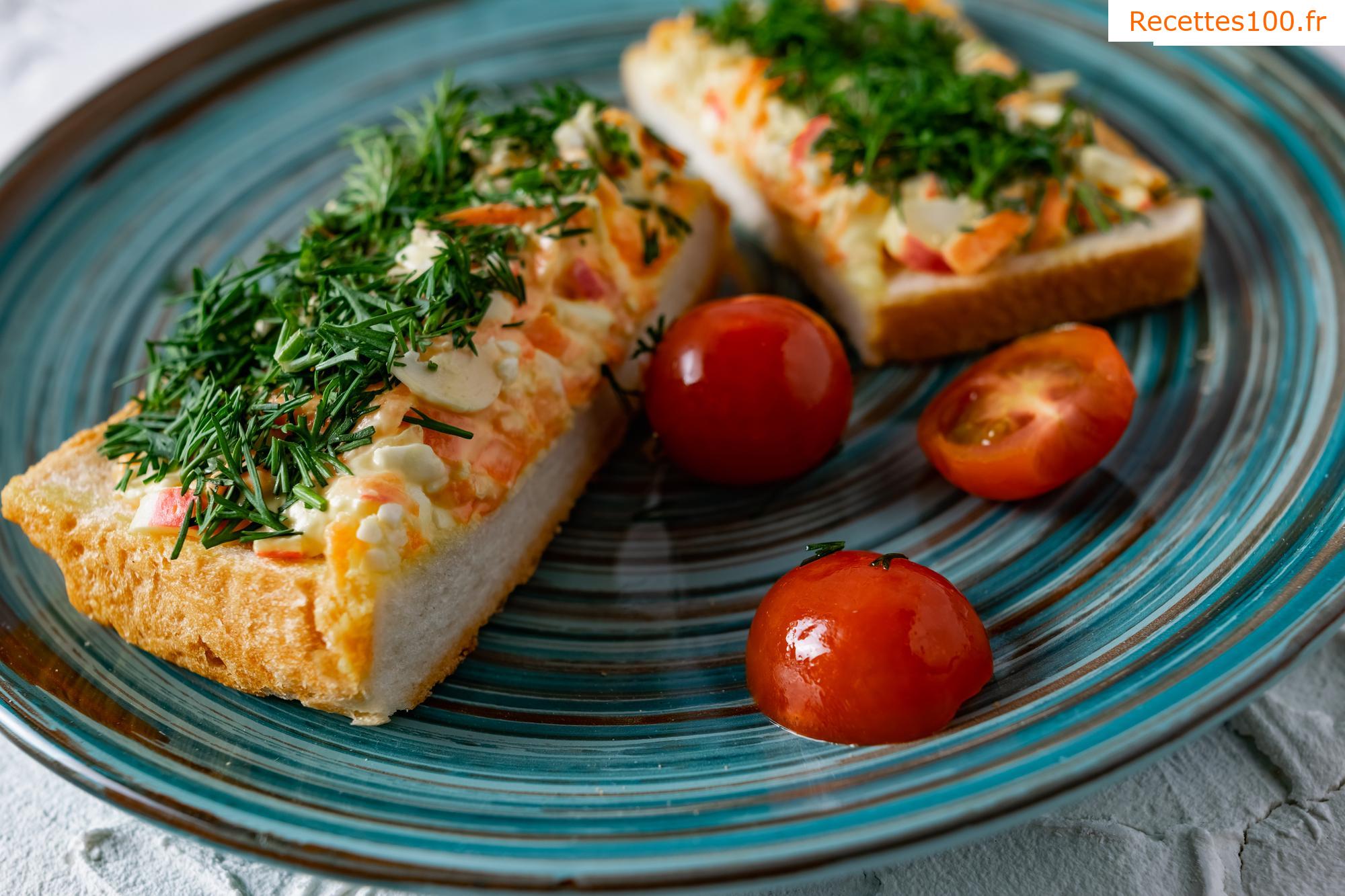 Tartinade de crabe avec du frais.